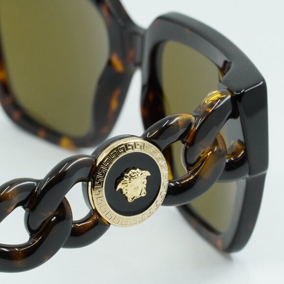 Versace VE4409 108/73 Sunglasses Dark Havana Square Frame, Brown Lenses - Picture 8 of 11